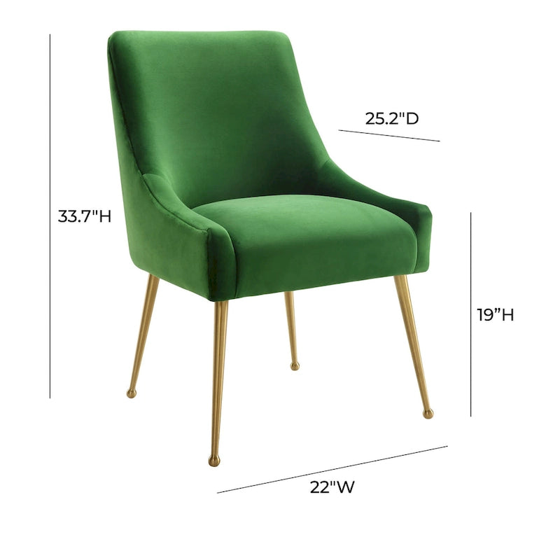 Chaise d'appoint en velours vert Beatrix