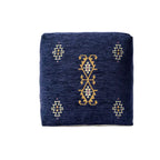 Sevita Navy/Mustard Traditional Damask Polyester Blend Pouf