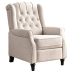 Fauteuil inclinable à dossier capitonné et pieds en bois