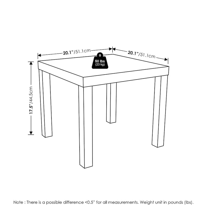 Table d'appoint carrée Furinno Classic Homey, noire
