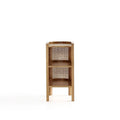 Manhattan Comfort Versailles End Table in Black and Natural Cane