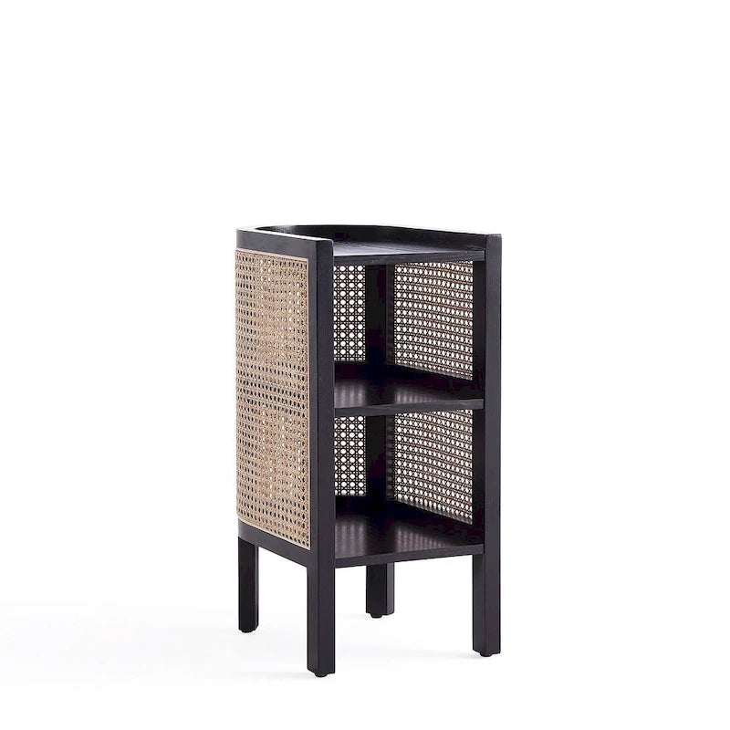 Table d'appoint Versailles de Manhattan Comfort, noire avec cannage naturel