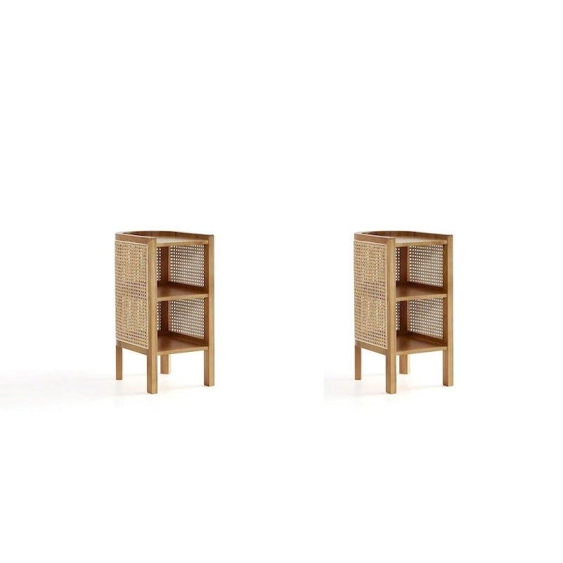 Table d'appoint Versailles de Manhattan Comfort, noire avec cannage naturel