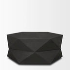 Table basse hexagonale en bois massif Arreto avec rangement
