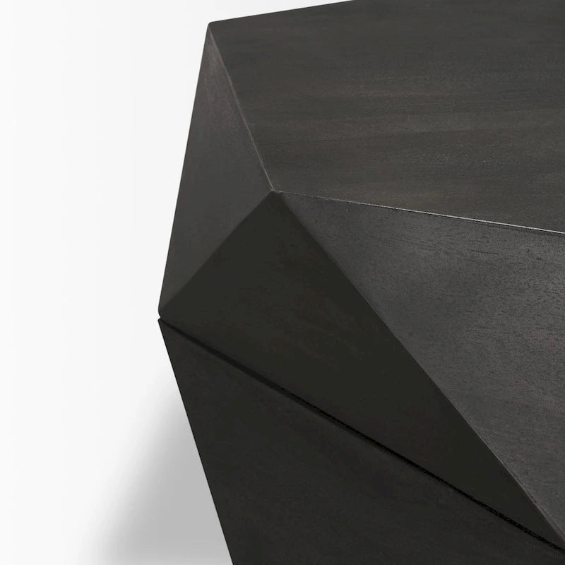 Table basse hexagonale en bois massif Arreto avec rangement