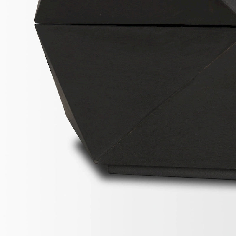 Table basse hexagonale en bois massif Arreto avec rangement