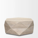Table basse hexagonale en bois massif Arreto avec rangement
