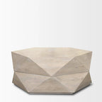 Table basse hexagonale en bois massif Arreto avec rangement