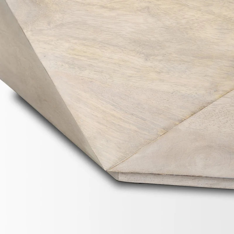 Table basse hexagonale en bois massif Arreto avec rangement