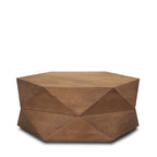 Table basse hexagonale en bois massif Arreto avec rangement