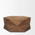 Table basse hexagonale en bois massif Arreto avec rangement