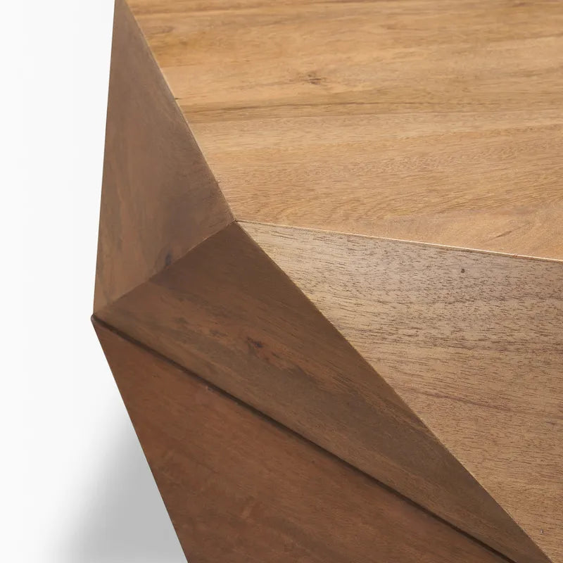 Table basse hexagonale en bois massif Arreto avec rangement