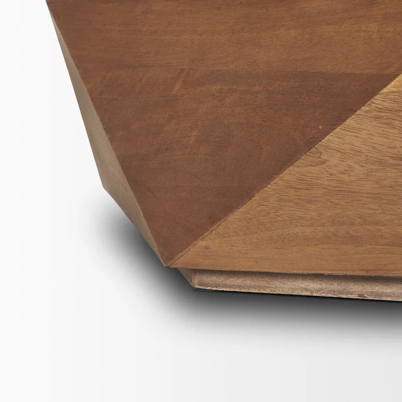 Table basse hexagonale en bois massif Arreto avec rangement