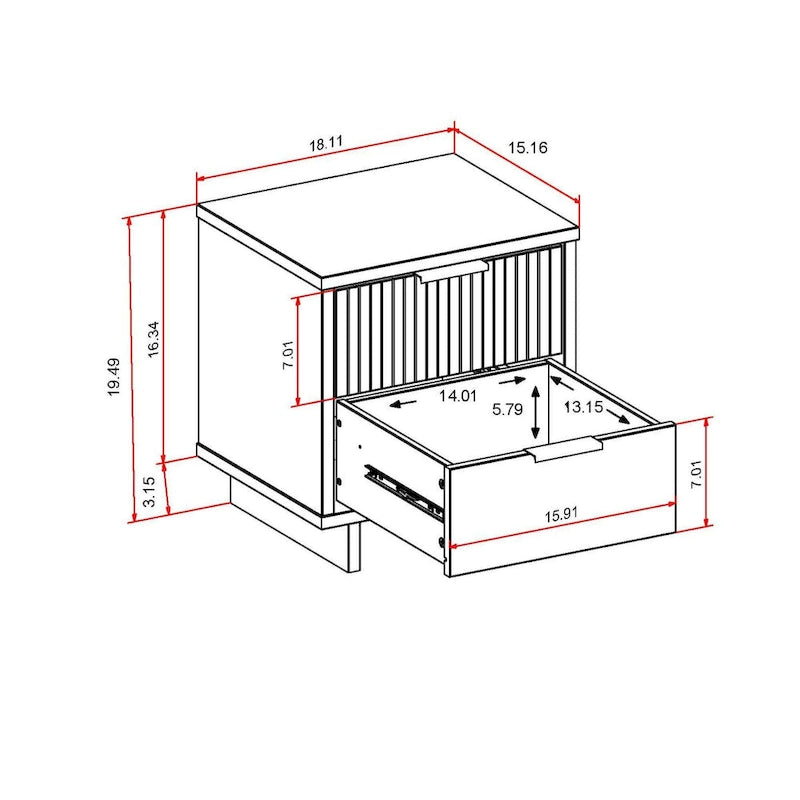 Manhattan Comfort Granville Lot de 2 tables de chevet en bois massif du milieu du siècle à 2 tiroirs