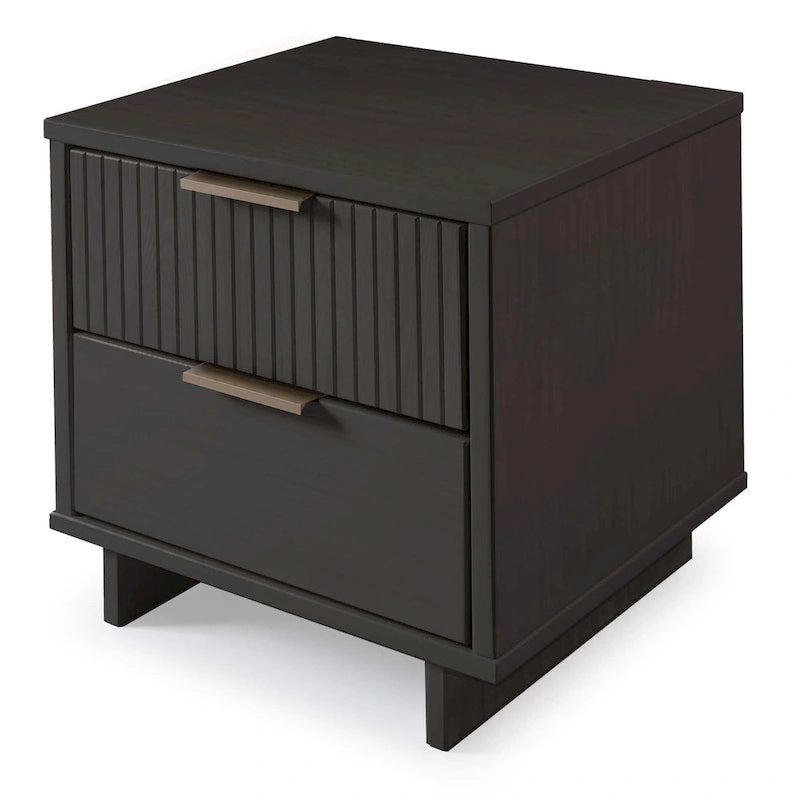Manhattan Comfort Granville Lot de 2 tables de chevet en bois massif du milieu du siècle à 2 tiroirs
