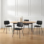 Set of 2 Mid-century PU Leather Bentwood Dining Chairs