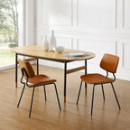 Set of 2 Mid-century PU Leather Bentwood Dining Chairs