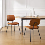 Set of 2 Mid-century PU Leather Bentwood Dining Chairs
