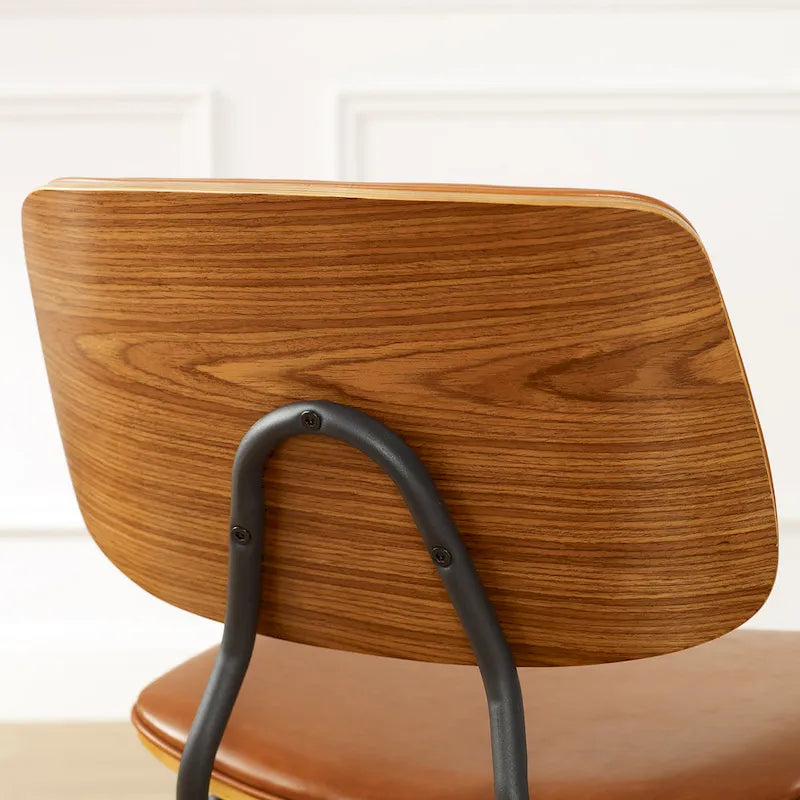 Set of 2 Mid-century PU Leather Bentwood Dining Chairs