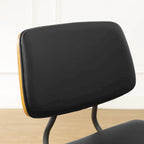Set of 2 Mid-century PU Leather Bentwood Dining Chairs