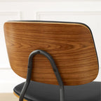 Set of 2 Mid-century PU Leather Bentwood Dining Chairs