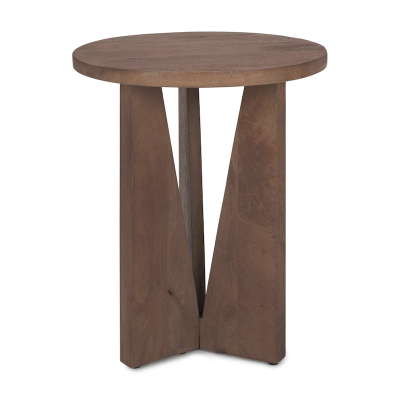 Table d'appoint ronde Mattius en bois massif noir - 18L x 18W x 22H
