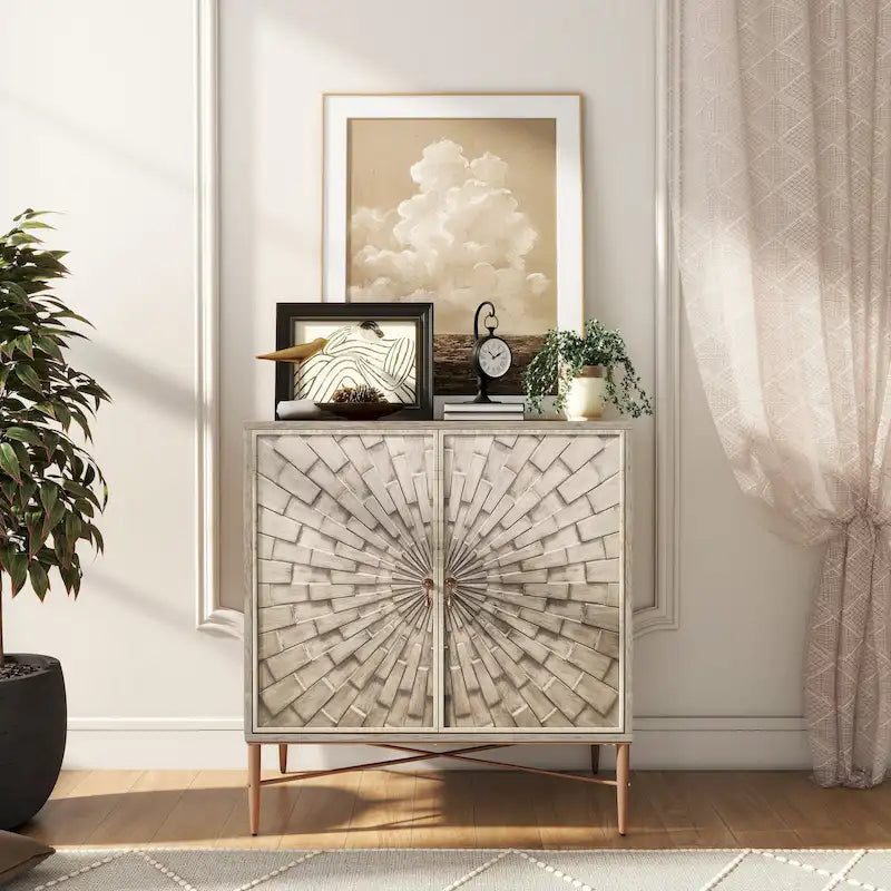 Clihome Buffet en bois vintage 2 portes, meuble d'appoint de rangement