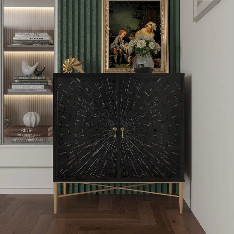Clihome Buffet en bois vintage 2 portes, meuble d'appoint de rangement