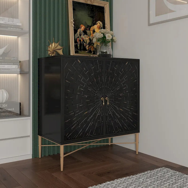 Clihome Buffet en bois vintage 2 portes, meuble d'appoint de rangement