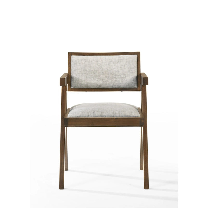 Chaise de salle à manger moderne Modrest Fern en noyer et beige (ensemble de 2)