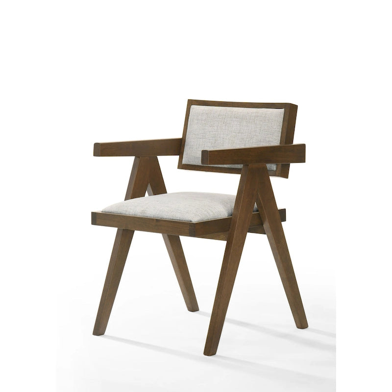 Chaise de salle à manger moderne Modrest Fern en noyer et beige (ensemble de 2)