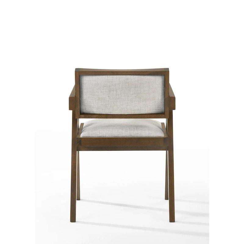 Chaise de salle à manger moderne Modrest Fern en noyer et beige (ensemble de 2)