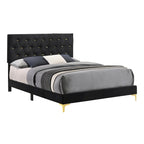 Ensemble de chambre à coucher Lexie capitonné 4 pièces noir et or