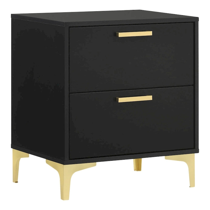 Ensemble de chambre à coucher Lexie capitonné 4 pièces noir et or