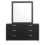 Ensemble de chambre à coucher Lexie capitonné 4 pièces noir et or