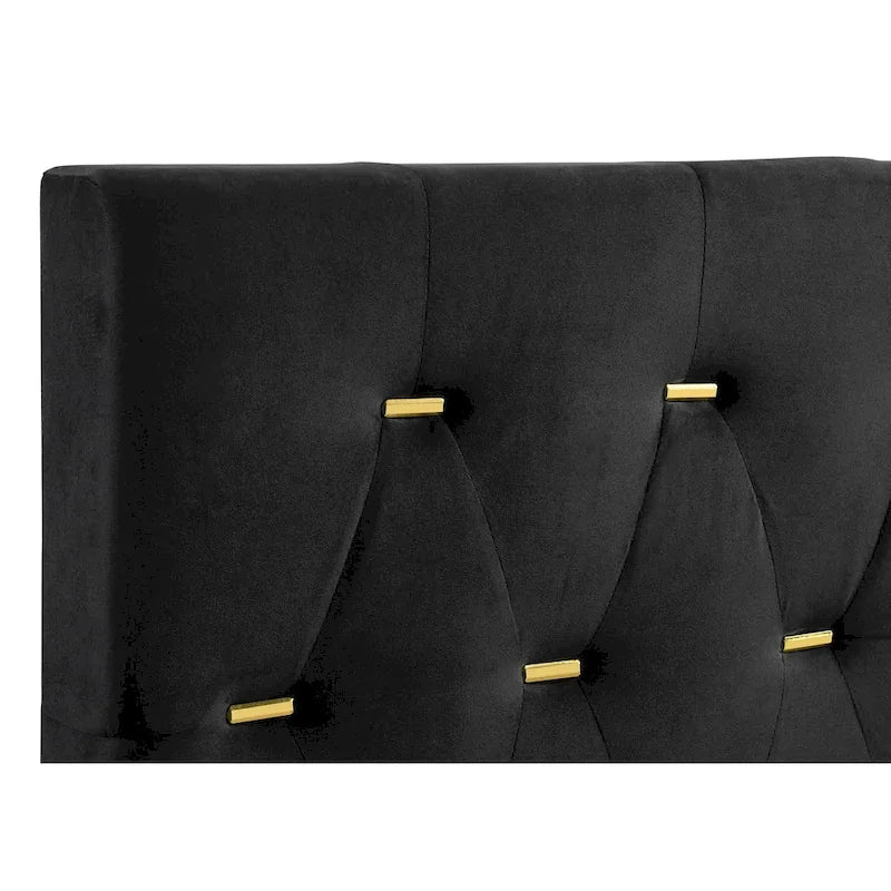 Ensemble de chambre à coucher Lexie capitonné 4 pièces noir et or
