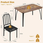 Ensemble de table à manger de style ferme pour 4 personnes, coin petit-déjeuner