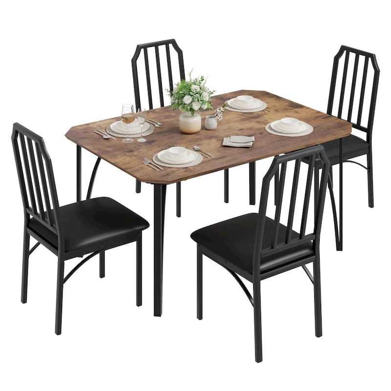Ensemble de table à manger de style ferme pour 4 personnes, coin petit-déjeuner