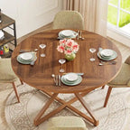 Table à manger ronde de 120 cm avec pied central en métal pour 4 à 6 personnes
