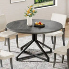 Table à manger ronde de 120 cm avec pied central en métal pour 4 à 6 personnes