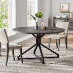 Table à manger ronde de 120 cm avec pied central en métal pour 4 à 6 personnes