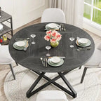 Table à manger ronde de 120 cm avec pied central en métal pour 4 à 6 personnes