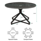 Table à manger ronde de 120 cm avec pied central en métal pour 4 à 6 personnes