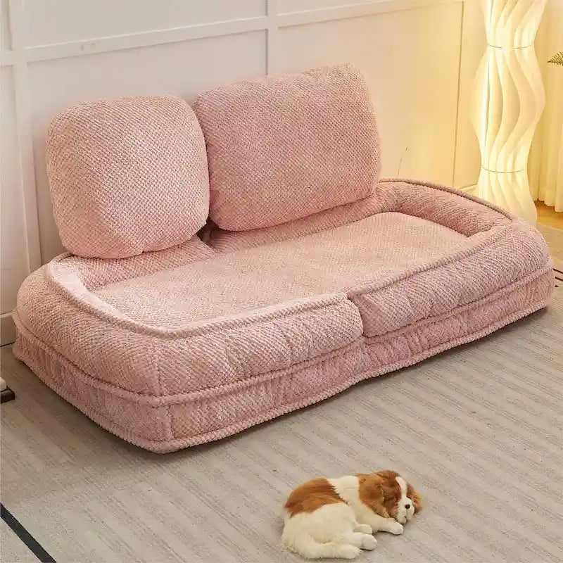 Chaise longue convertible, Canapé paresseux de sol, Lit de canapé rembourré pliant avec dossier réglable