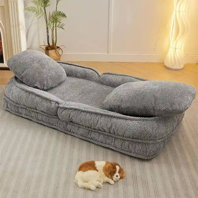 Chaise longue convertible, Canapé paresseux de sol, Lit de canapé rembourré pliant avec dossier réglable
