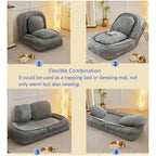 Chaise longue convertible, Canapé paresseux de sol, Lit de canapé rembourré pliant avec dossier réglable