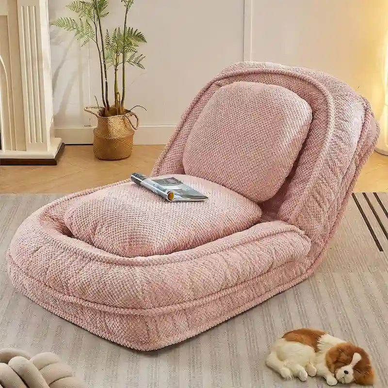 Chaise longue convertible, Canapé paresseux de sol, Lit de canapé rembourré pliant avec dossier réglable