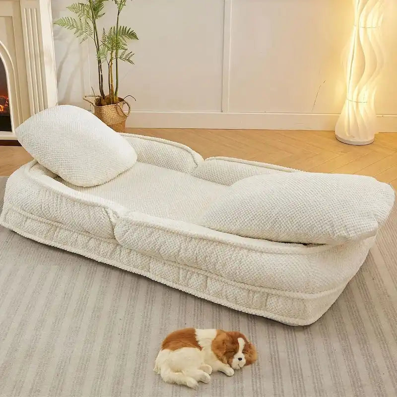 Chaise longue convertible, Canapé paresseux de sol, Lit de canapé rembourré pliant avec dossier réglable