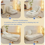 Chaise longue convertible, Canapé paresseux de sol, Lit de canapé rembourré pliant avec dossier réglable