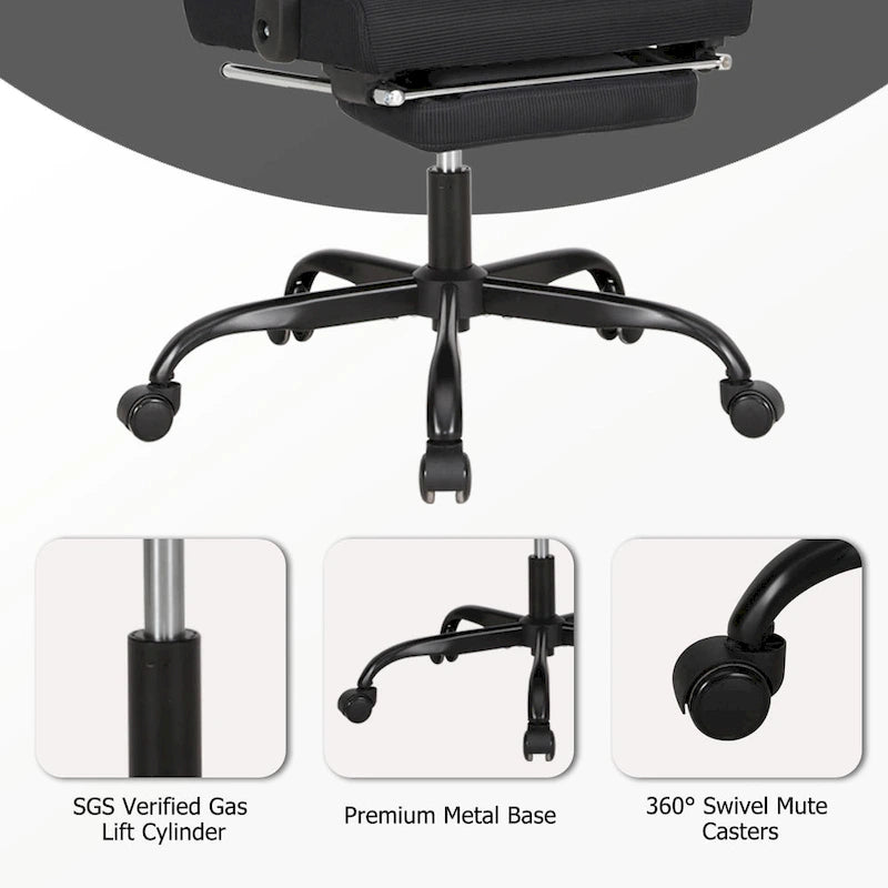 Office Chair With Foot Rest Ergonomic Swivel Mesh Task Office Chair